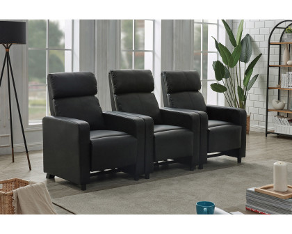 Coaster - Toohey Home Theater Push Back Recliner in Black