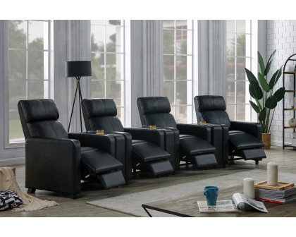 Coaster - Toohey Home Theater Push Back Recliner in Black