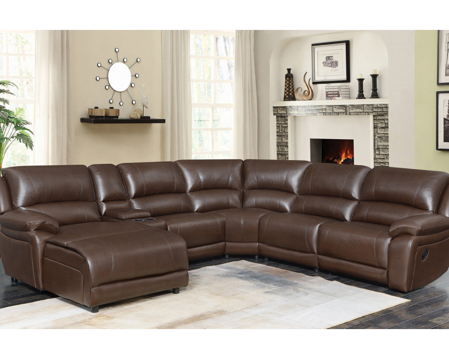 Coaster - Mackenzie 6-Piece Motion Sectional in Chestnut