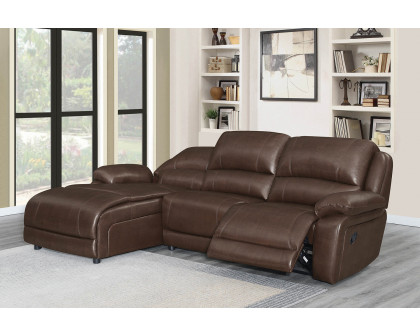 Coaster Mackenzie 3-Piece Upholstered Tufted Motion Sectional with Armless Chair - Chestnut