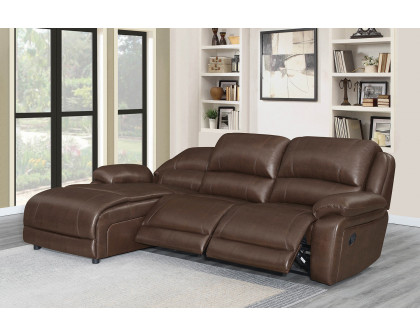 Coaster Mackenzie 3-Piece Upholstered Tufted Motion Sectional with Armless Recliner - Chestnut