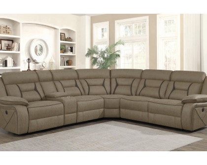 Coaster Higgins Four-Piece Upholstered Power Sectional - Tan