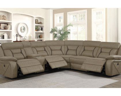 Coaster Higgins Four-Piece Upholstered Power Sectional - Tan