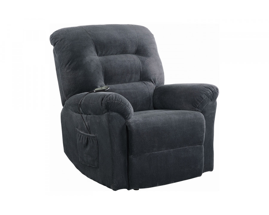 Coaster Upholstered Power Lift Recliner - Charcoal