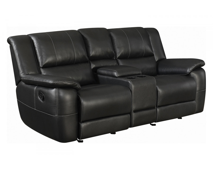 Coaster - Lee Glider Loveseat With Colsole in Black