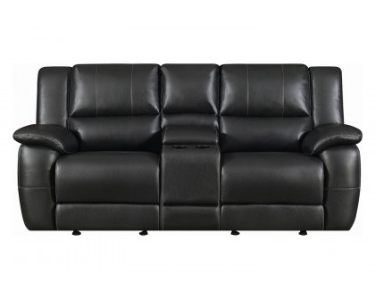 Coaster - Lee Glider Loveseat With Colsole in Black