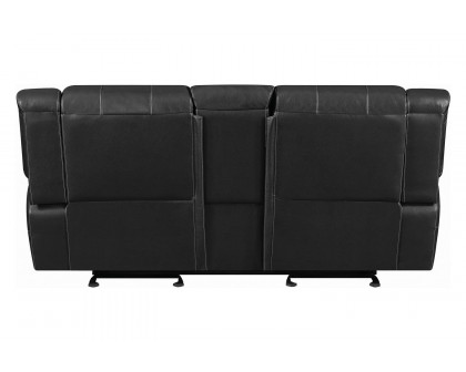 Coaster - Lee Glider Loveseat With Colsole in Black