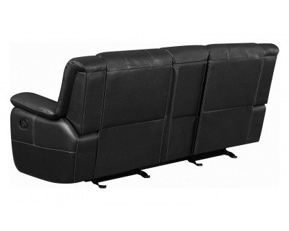 Coaster - Lee Glider Loveseat With Colsole in Black