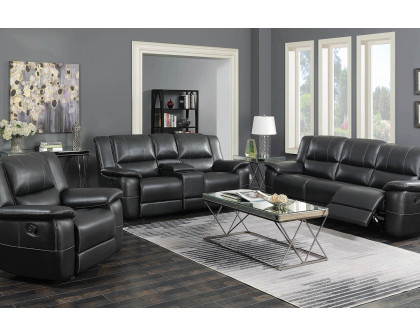 Coaster - Lee Glider Loveseat With Colsole in Black