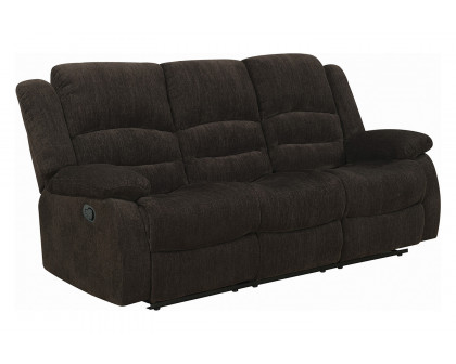 Coaster - Gordon Pillow Top Arm Motion Sofa in Chocolate