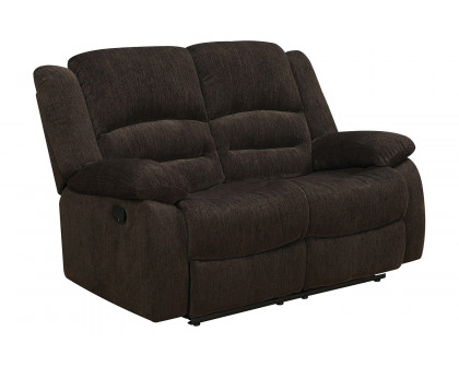 Coaster Gordon Upholstered Tufted Living Room Set Brown with Glider Recliner - Chocolate