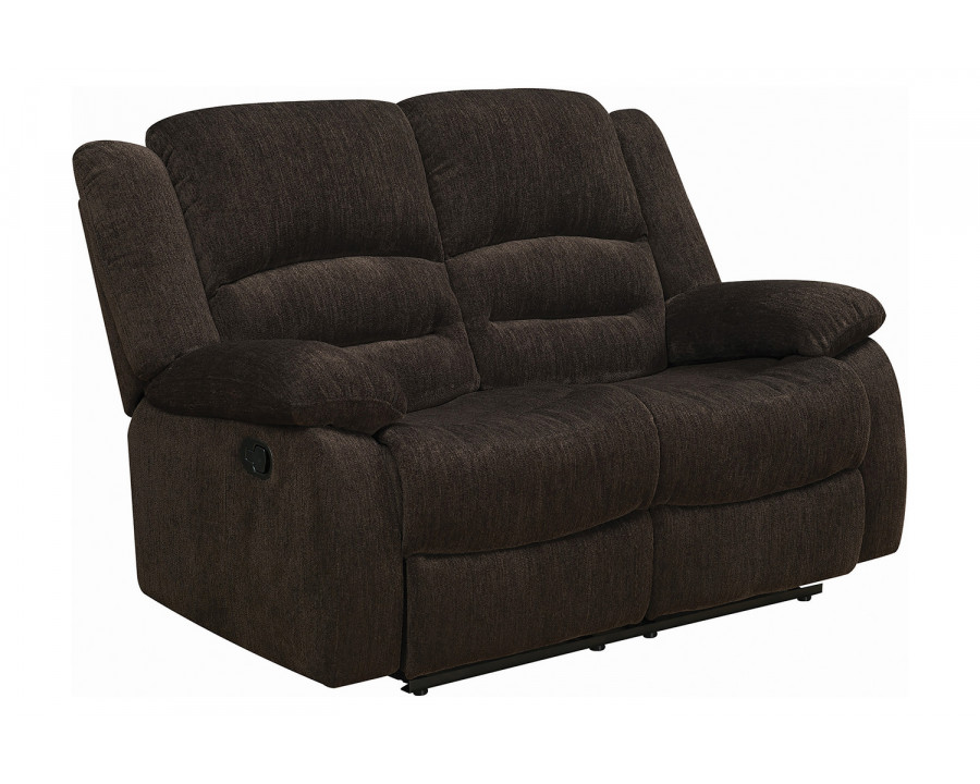 Coaster - Gordon Pillow Top Arm Motion Loveseat in Chocolate