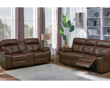 Coaster - Damiano Button Tufted Motion Sofa in Tri-Tone Brown