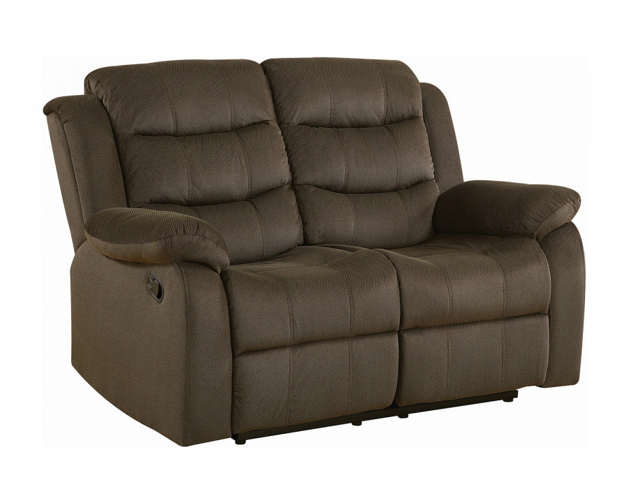 Coaster - Rodman Pillow Top Arm Motion Loveseat in Olive Brown