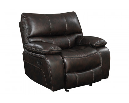 Coaster Willemse Upholstered Pillow Top Arm Living Room Set with Glider Recliner - Dark Brown