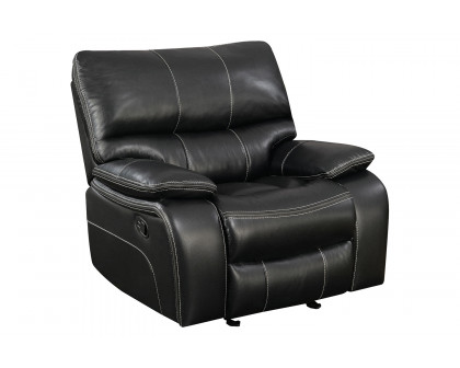 Coaster Willemse Upholstered Pillow Top Arm Living Room Set with Glider Recliner - Black