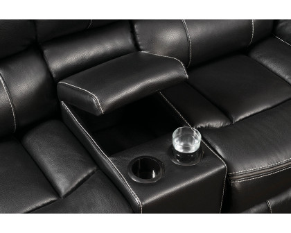 Coaster Willemse Upholstered Pillow Top Arm Living Room Set with Glider Recliner - Black