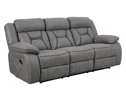 Coaster Higgins Upholstered Tufted Living Room Set with Glider Recliner - Gray