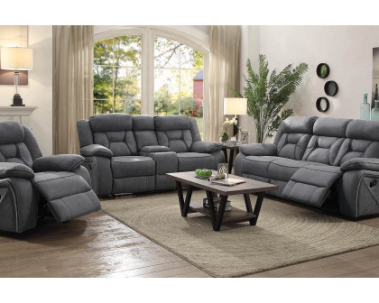 Coaster Higgins Pillow Top Arm Motion Loveseat with Console - Gray