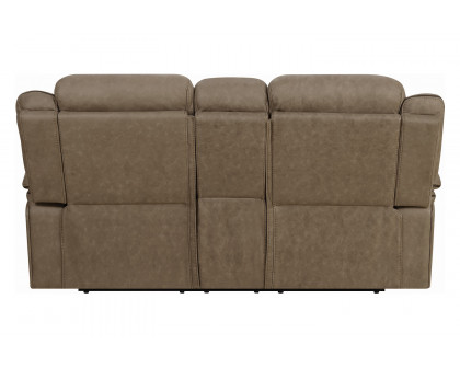 Coaster Higgins Pillow Top Arm Motion Loveseat with Console - Tan