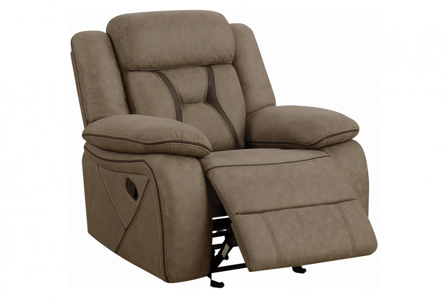 Coaster™ Higgins Overstuffed Upholstered Glider Recliner - Tan