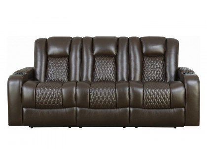 Coaster - Delangelo Power Sofa With Drop-Down Table in Brown