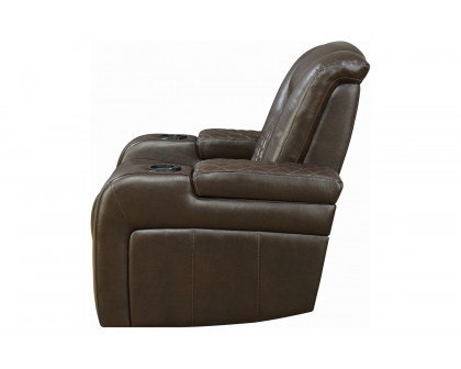 Coaster - Delangelo Power Sofa With Drop-Down Table in Brown