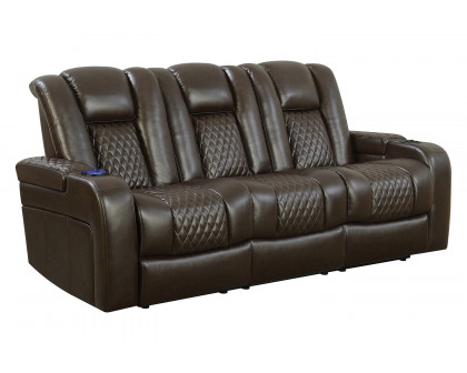 Coaster Delangelo Upholstered Tufted Living Room Set With Power Recliner - Brown