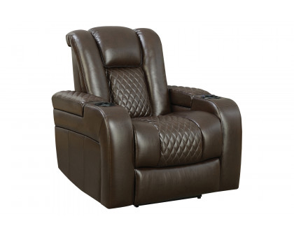 Coaster Delangelo Upholstered Tufted Living Room Set With Power Recliner - Brown