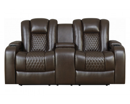 Coaster - Delangelo Power Loveseat With Drop-Down Table in Brown