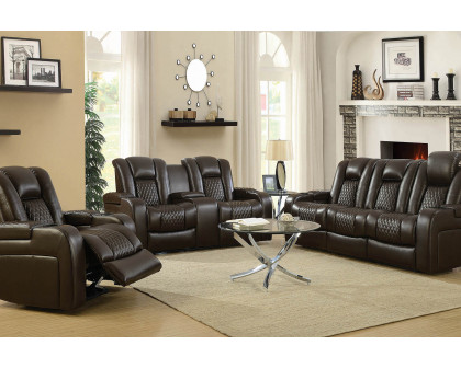 Coaster - Delangelo Power Loveseat With Drop-Down Table in Brown