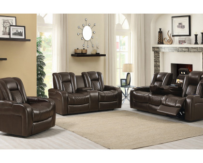 Coaster - Delangelo Power Loveseat With Drop-Down Table in Brown