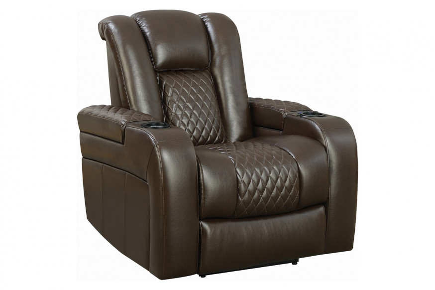 Coaster™ Delangelo Power Recliner With Cup Holders - Brown/Black