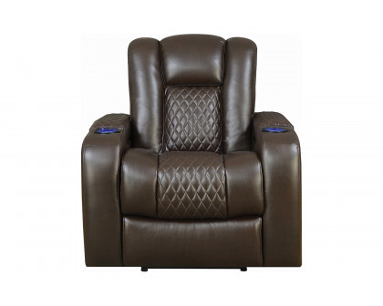 Coaster™ Delangelo Power Recliner With Cup Holders - Brown/Black