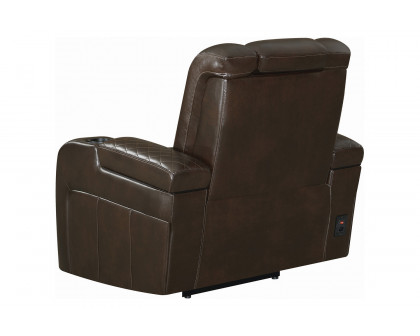 Coaster™ Delangelo Power Recliner With Cup Holders - Brown/Black