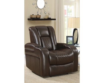 Coaster™ Delangelo Power Recliner With Cup Holders - Brown/Black