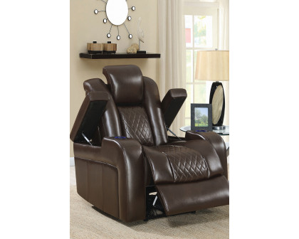 Coaster™ Delangelo Power Recliner With Cup Holders - Brown/Black