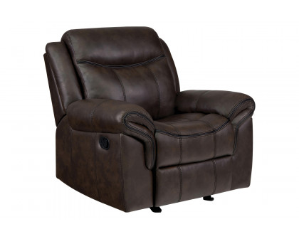 Coaster Sawyer Upholstered Tufted Living Room Set with Glider Recliner - Cocoa Brown