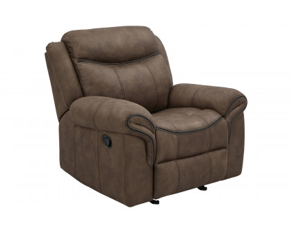 Coaster Sawyer Upholstered Tufted Living Room Set with Glider Recliner - Macchiato