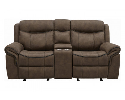 Coaster Sawyer Glider Loveseat with Console - Macchiato