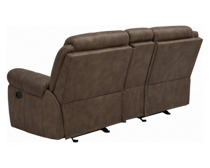 Coaster Sawyer Glider Loveseat with Console - Macchiato