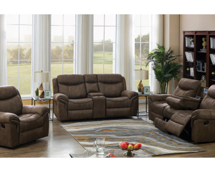 Coaster Sawyer Glider Loveseat with Console - Macchiato