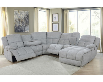 Coaster Belize 6-Piece Pillow Top Arm Motion Sectional - Gray