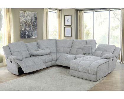 Coaster Belize 6-Piece Pillow Top Arm Motion Sectional - Gray