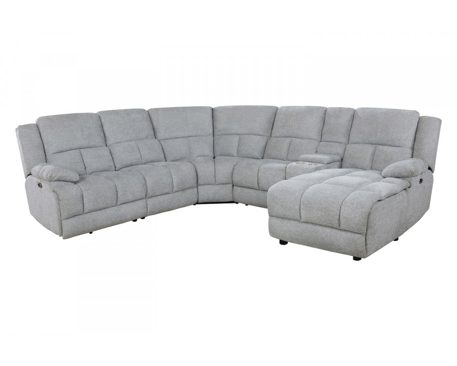 Coaster Belize 6-Piece Pillow Top Arm Power Sectional - Gray