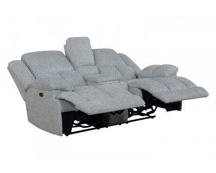 Coaster Waterbury Upholstered Motion Loveseat with Console - Gray