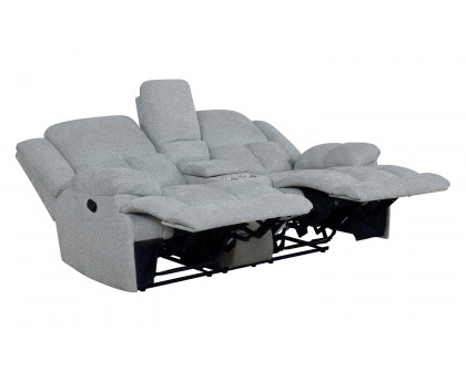 Coaster Waterbury Upholstered Motion Loveseat with Console - Gray