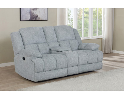 Coaster Waterbury Upholstered Motion Loveseat with Console - Gray