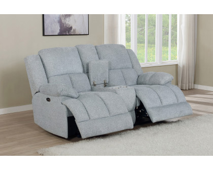 Coaster Waterbury Upholstered Motion Loveseat with Console - Gray