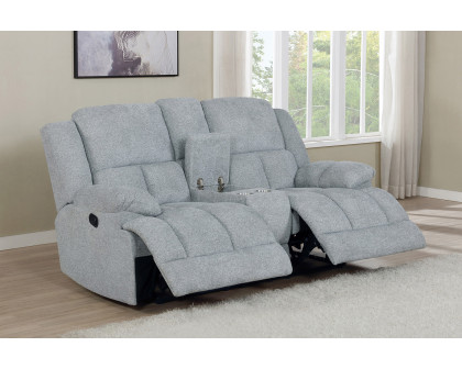 Coaster Waterbury Upholstered Motion Loveseat with Console - Gray